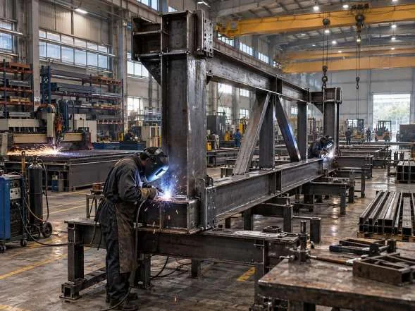 Soldador en un taller industrial